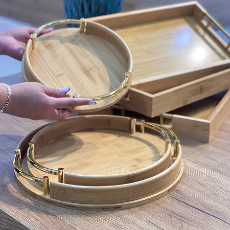 سینی پذیرایی دسته طلایی بامبو 3 تایی KİT_146 سینی پذیرایی دسته طلایی بامبو 3 تایی KİT_146