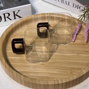 ماگ و فنجان پیرکس مربع دسته چوبی IMAR وارداتی 6 تایی