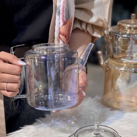 کتری و قوری پیرکس روی هم دودی هفت رنگ kit-844 کتری و قوری پیرکس روی هم دودی هفت رنگ kit-844