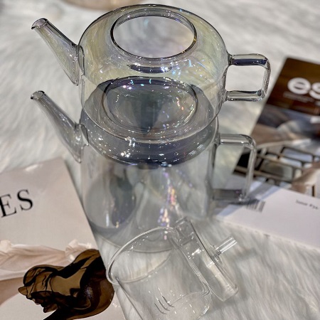 کتری و قوری پیرکس روی هم دودی هفت رنگ kit-844 کتری و قوری پیرکس روی هم دودی هفت رنگ kit-844