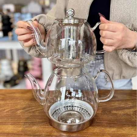 کتری قوری پیرکس آروو ترکیه Arow Nora-4323 کتری قوری پیرکس آروو ترکیه Arow Nora-4323